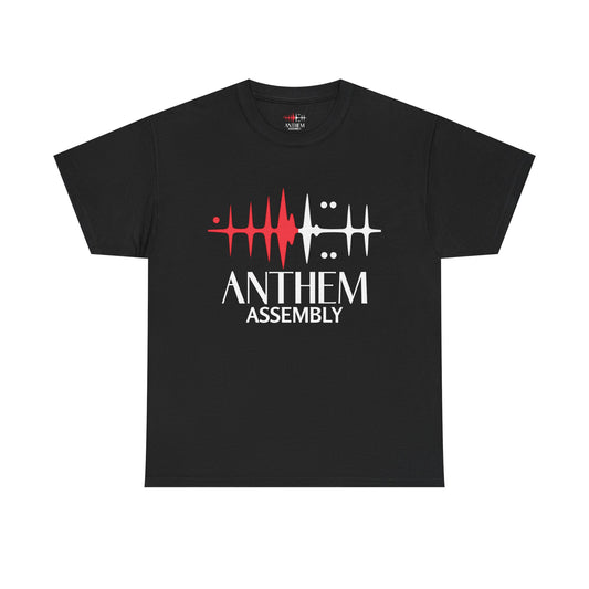 Unisex Heavy Cotton Tee with Anthem Assembly Design - Music Lover Gift, Casual Men's T-Shirt, Graphic Tee, Summer Staple, Trendy Streetwear